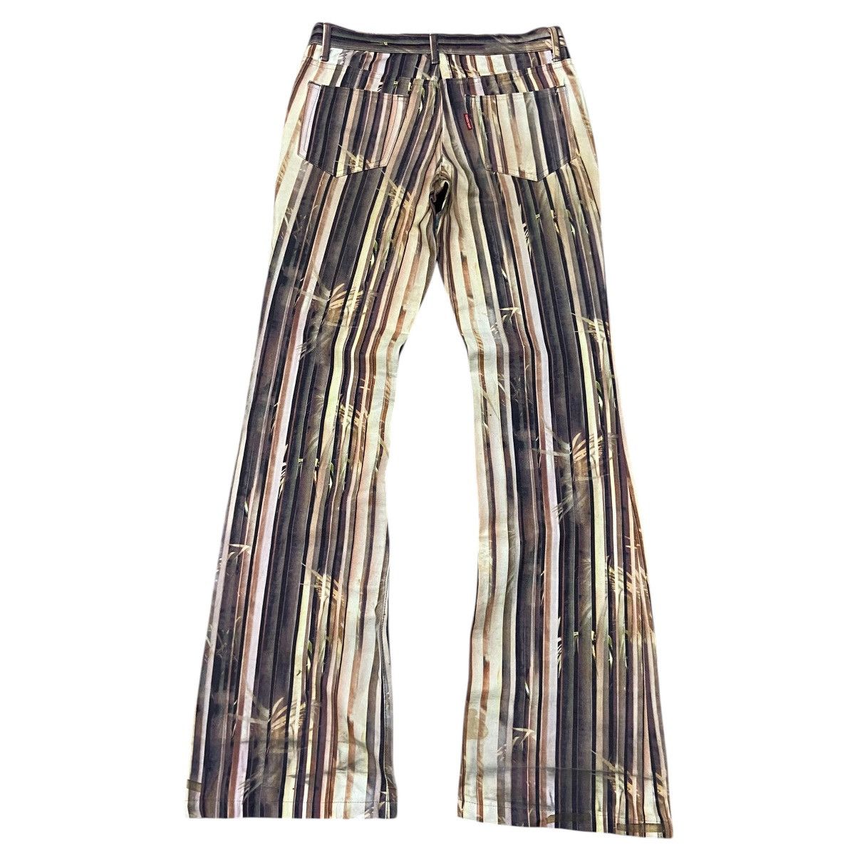 Tornado Mart Tornado Mart Leaves Bamboo Striped Pattern Flared Pants Size US 29 - 8 Thumbnail