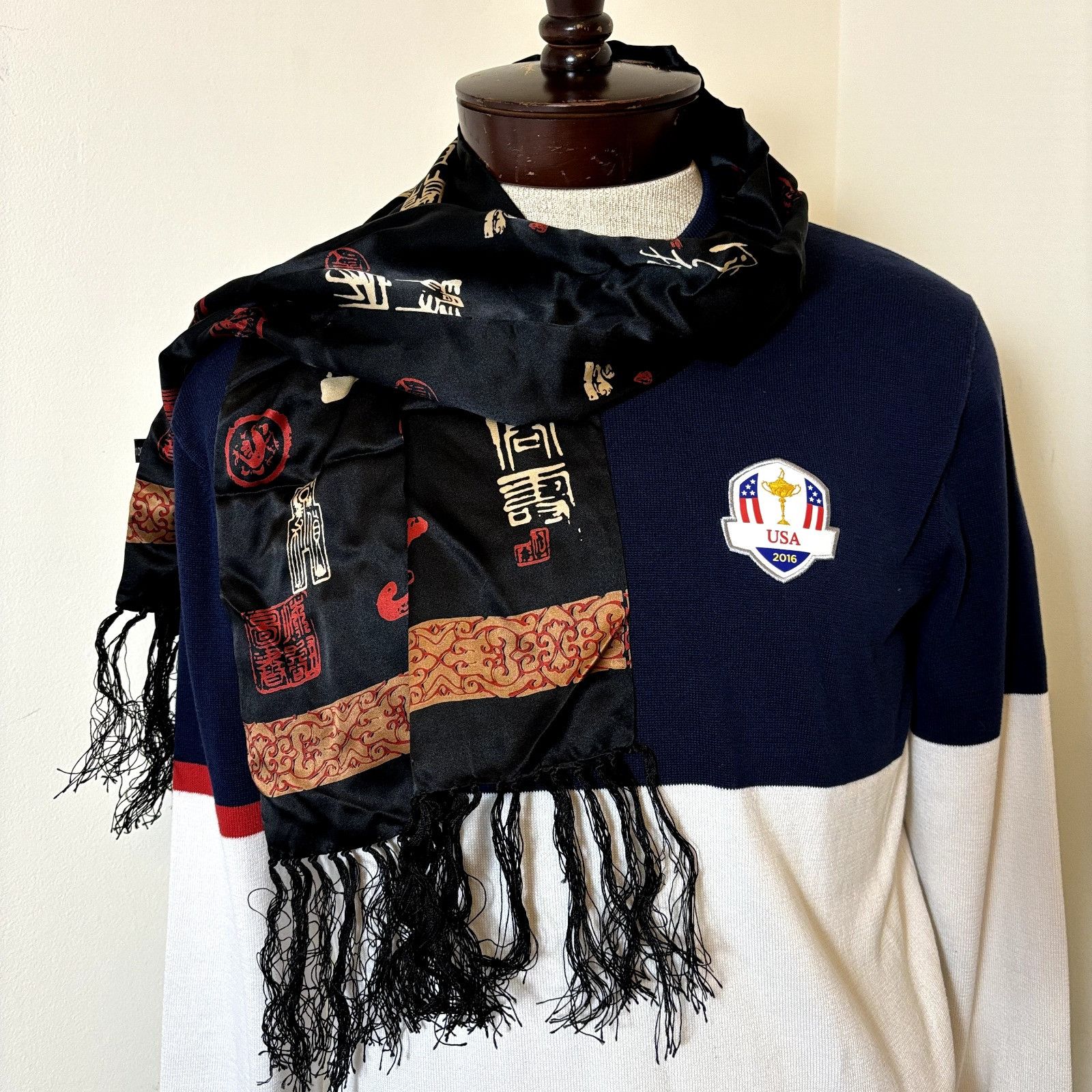 Other Pure Silk Black Scarf Wrap Shawl 10.5" x 49" with Fringe VTG Size ONE SIZE - 2 Thumbnail