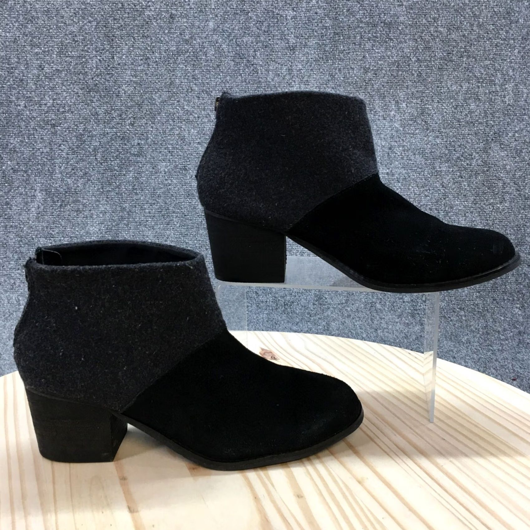 Toms Toms Boots Womens 9 Leila Ankle Booties Black Suede Block Heeled Zip Boots Size US 9 / IT 39 - 2 Thumbnail
