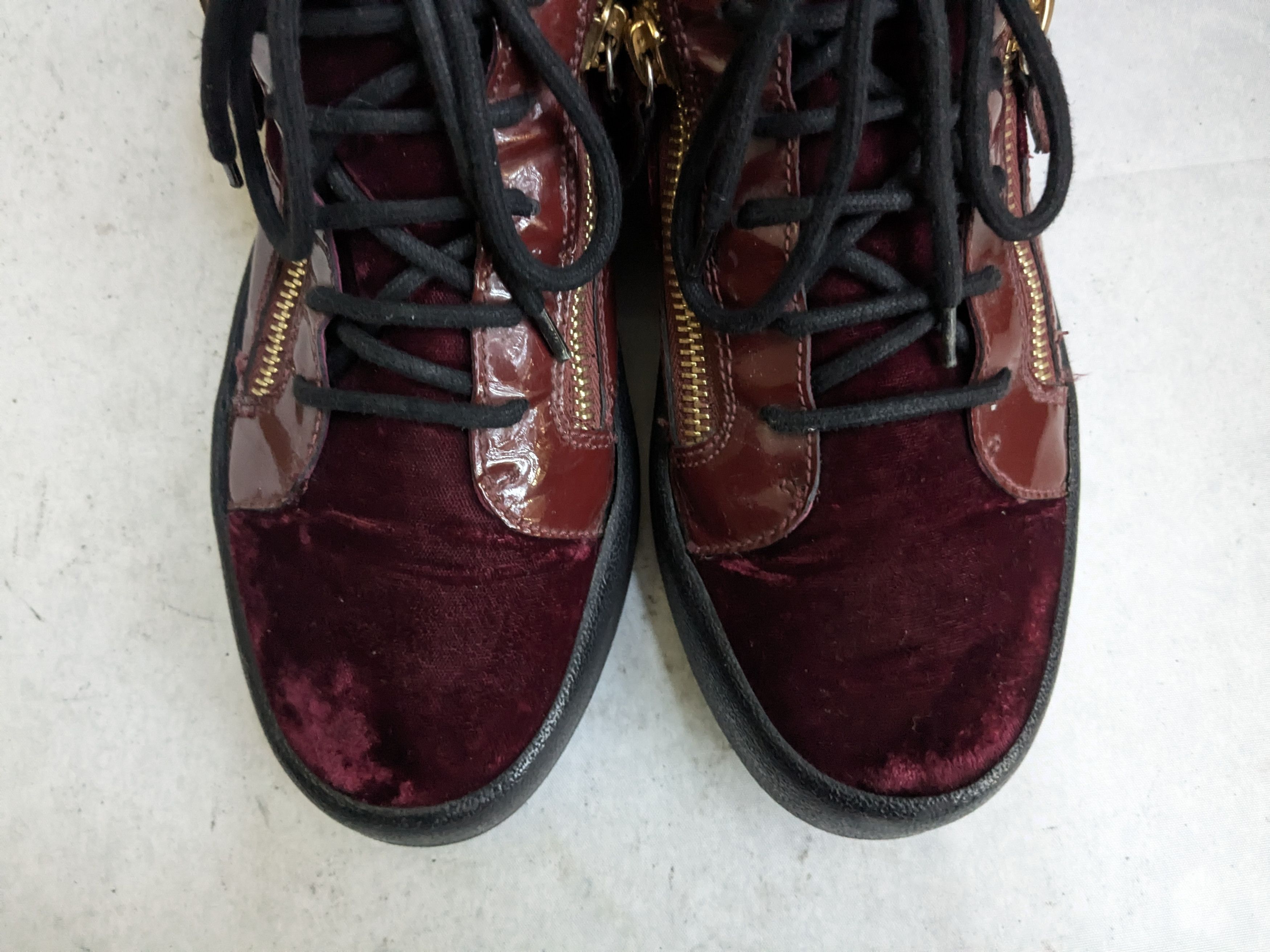 Giuseppe Zanotti Giuseppe Zanotti Sneakers 11 44 Burgundy Velvet High Gold Size US 11 / EU 44 - 2 Thumbnail