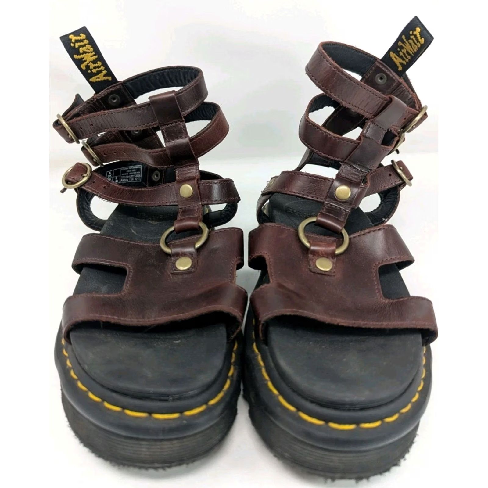 Dr. Martens VINTAGE Dr. Martens Adaira Gladiator Sandal Women 8 8.5 39 Brown Leather Slip-on? Size US 8 / IT 38 - 6 Thumbnail