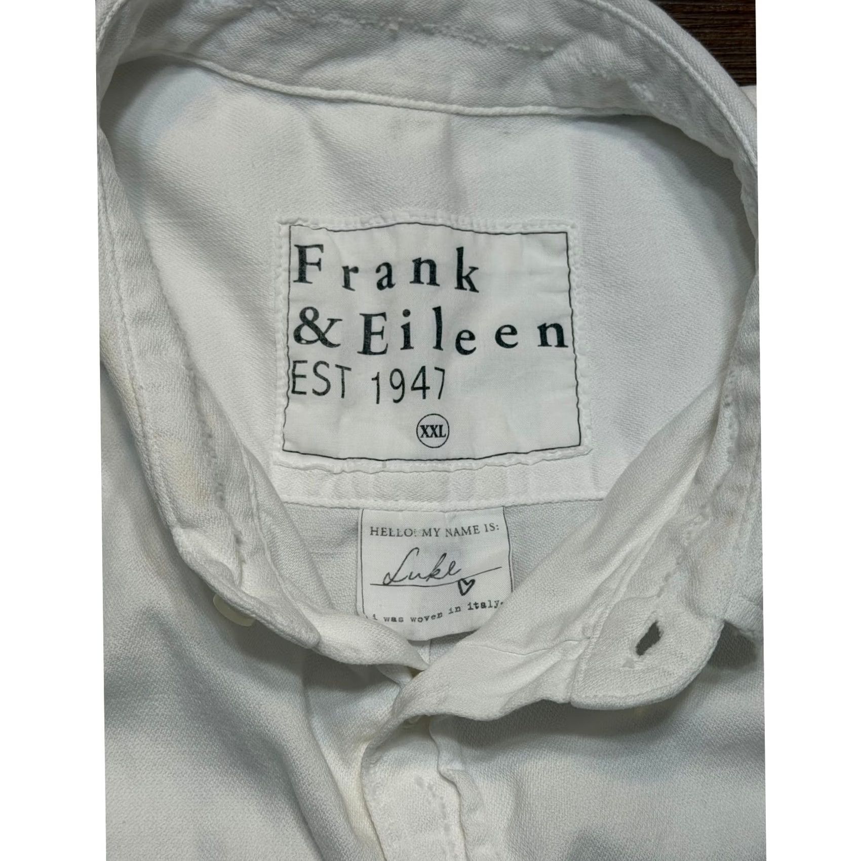 Frank & Eileen VINTAGE Frank & Eileen Luke White Distressed Raw Hem Button Down Shirt White Men 2XL Size US XXL / EU 58 / 5 - 7 Thumbnail