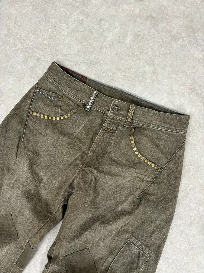 Marithe + Francois Girbaud SS2006 Marithé + François Girbaud Khaki Studded Cargo Jeans Size US 32 / EU 48 - 6 Thumbnail