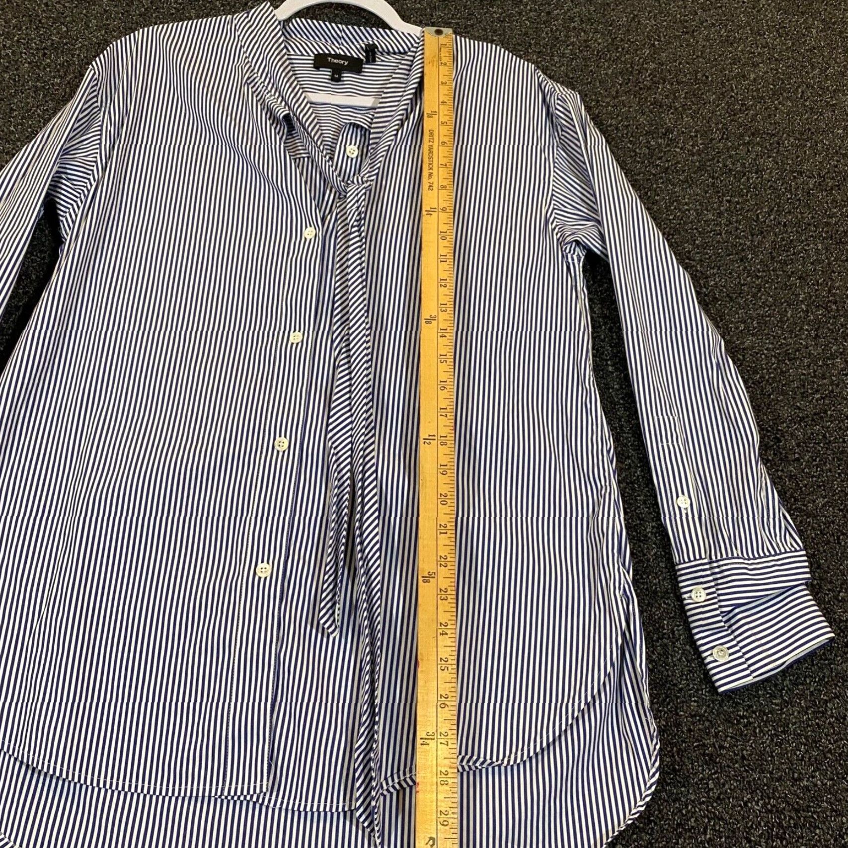 Theory THEORY Weekender Tie-Neck Button Up Long Sleeve Franklin Stripe Shirt Womens M Size M / US 6-8 / IT 42-44 - 4 Thumbnail