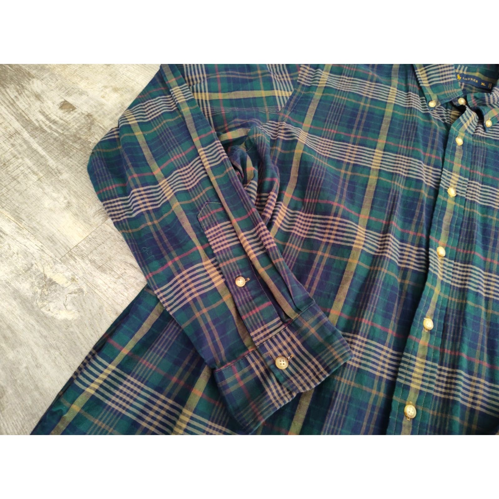 Polo Ralph Lauren VINTAGE Polo Ralph Lauren Shirt Men XL Button-Down Plaid Tartan Long Sleeve Casual Formal Summer Fall Winter Size US XL / EU 56 / 4 - 3 Thumbnail