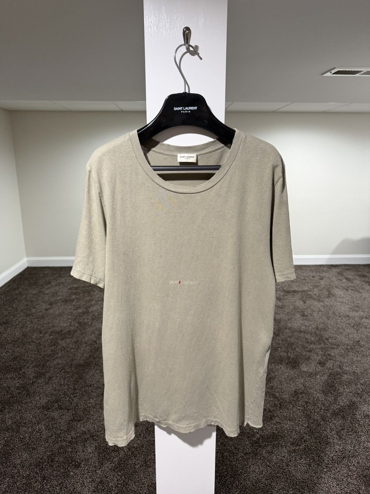 Saint Laurent Paris Saint Laurent Paris Rive Gauche Box Logo 2018 Grey T-Shirt Size US XS / EU 42 / 0 - 20 Thumbnail