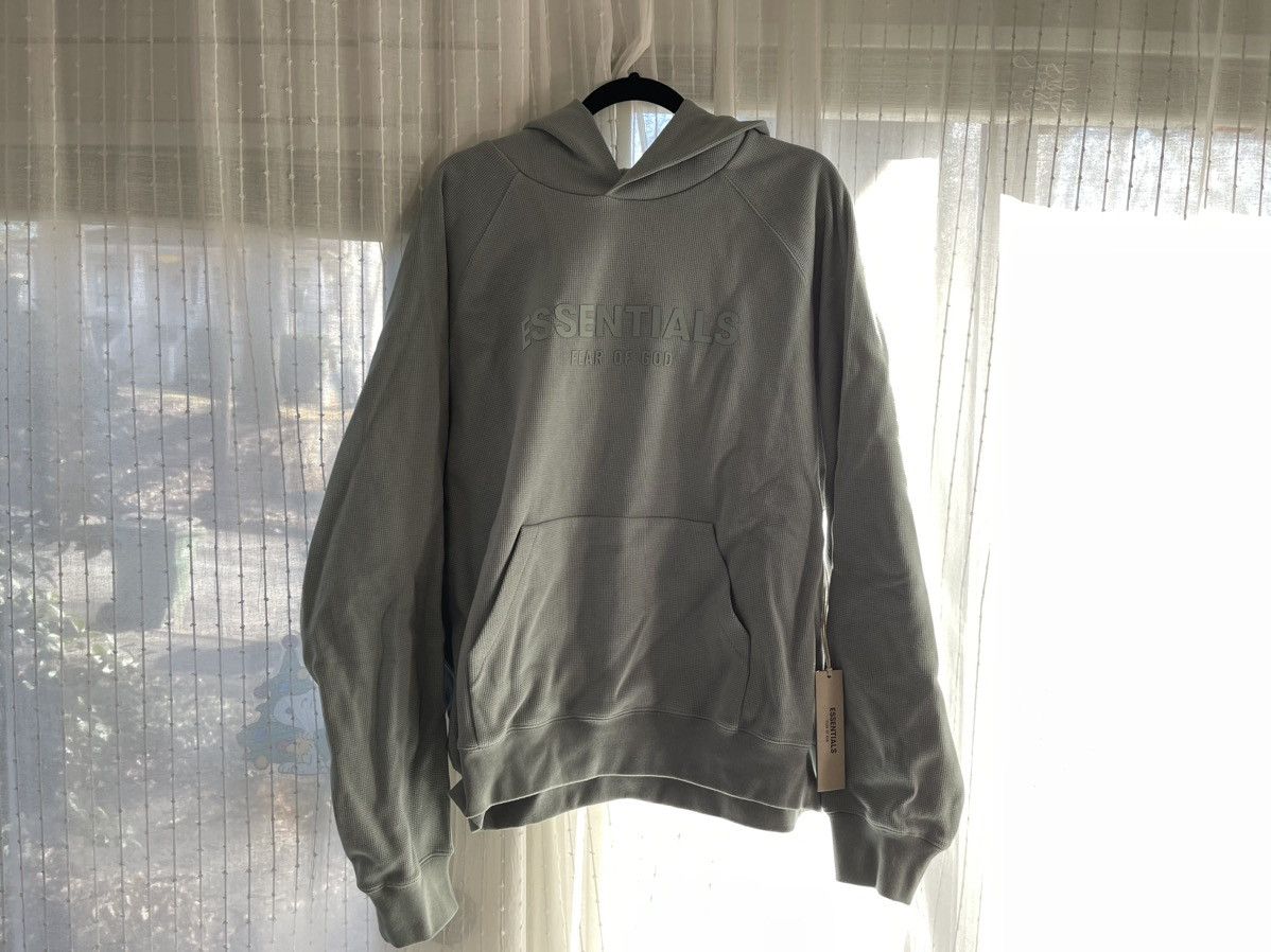image of Fear Of God Raglan Waffle Sycamore Hoodie in Blue, Men's (Size Medium)