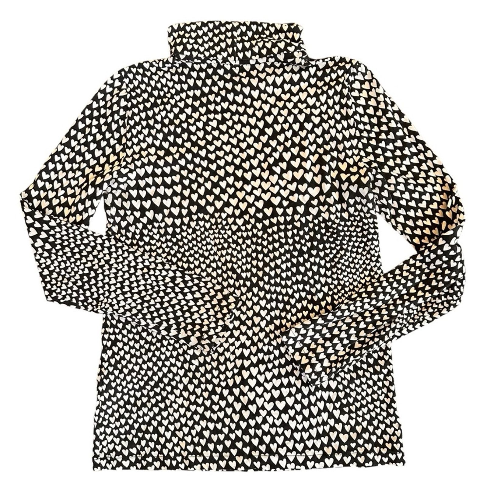 J.Crew J.Crew Heart Patterned Turtleneck – Black/White – Size S Size S / US 4 / IT 40 - 5 Thumbnail