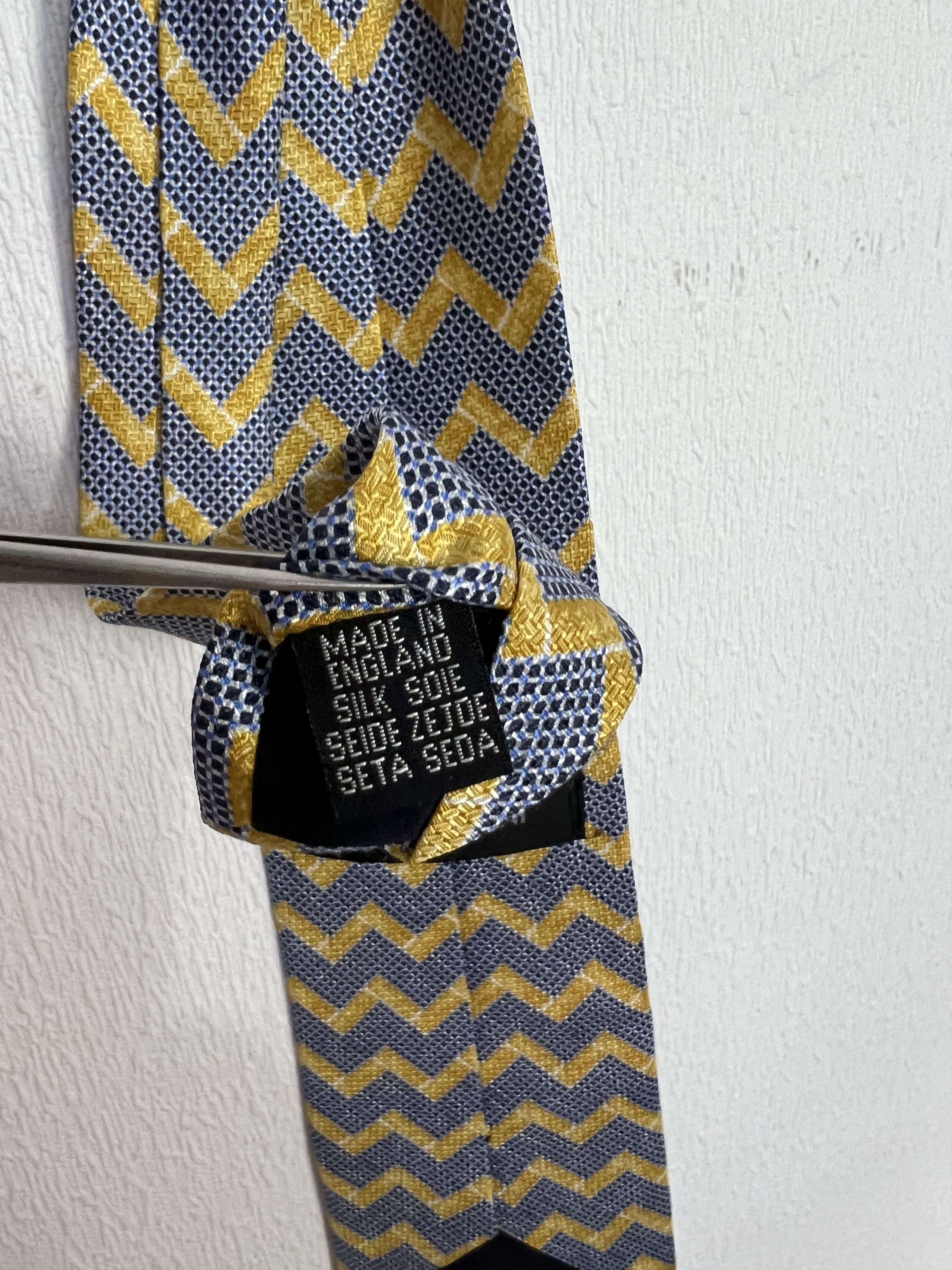 Saint Laurent Paris Yves Saint Laurent D12 Silk Tie Navy & Yamabuki Yellow Adult Size ONE SIZE - 7 Thumbnail