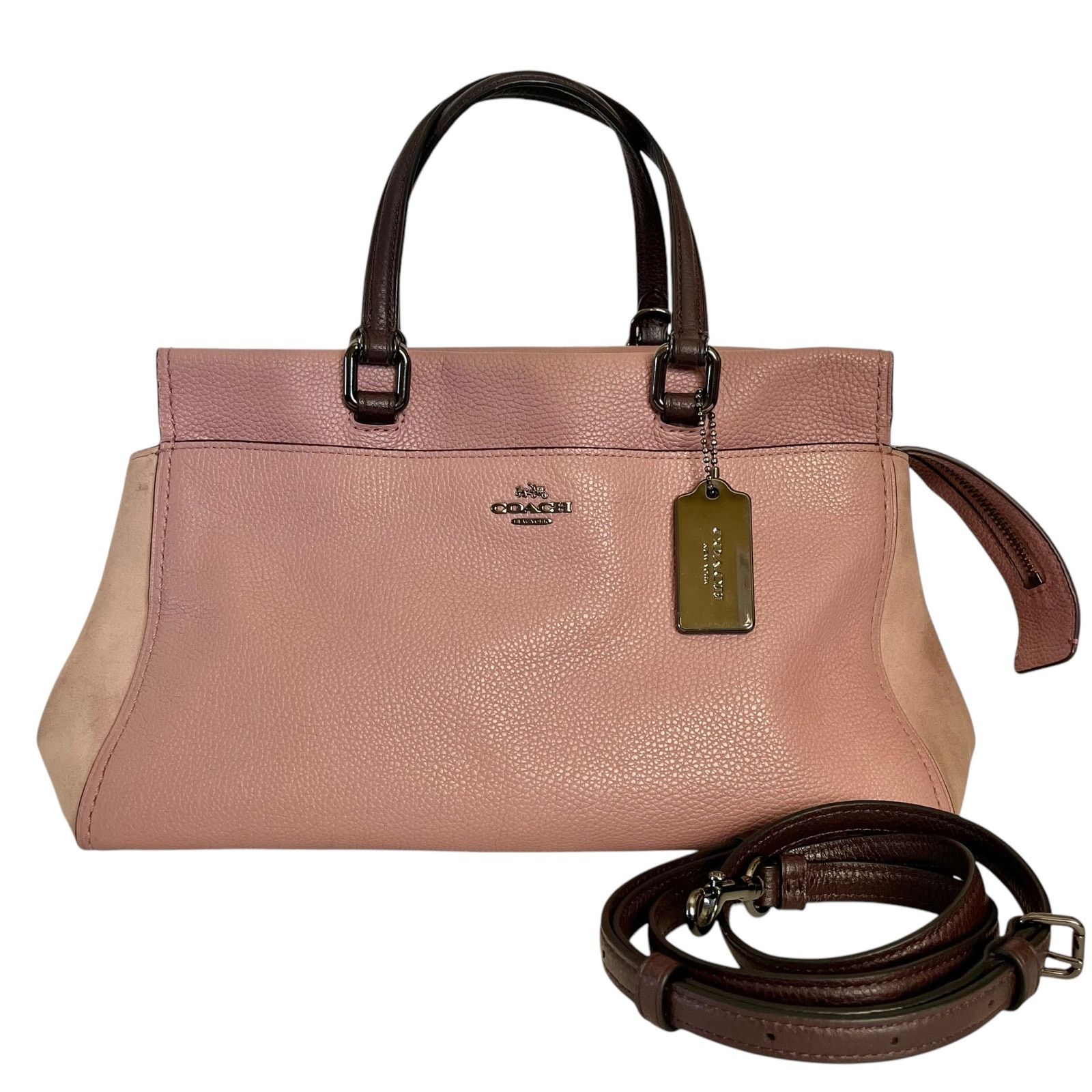 Coach Coach Fulton Colorblock Dusty Rose Leather Suede Satchel Grailed