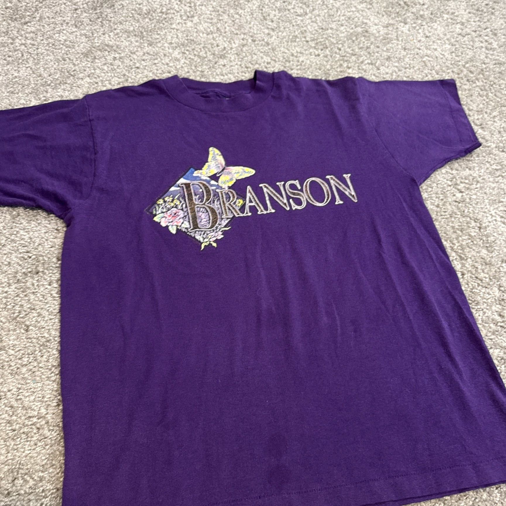 Vintage VINTAGE 90s Branson Missouri Butterfly Purple T-Shirt L Screen Stars Unisex Adults Mens Womens Size US L / EU 52-54 / 3 - 4 Thumbnail