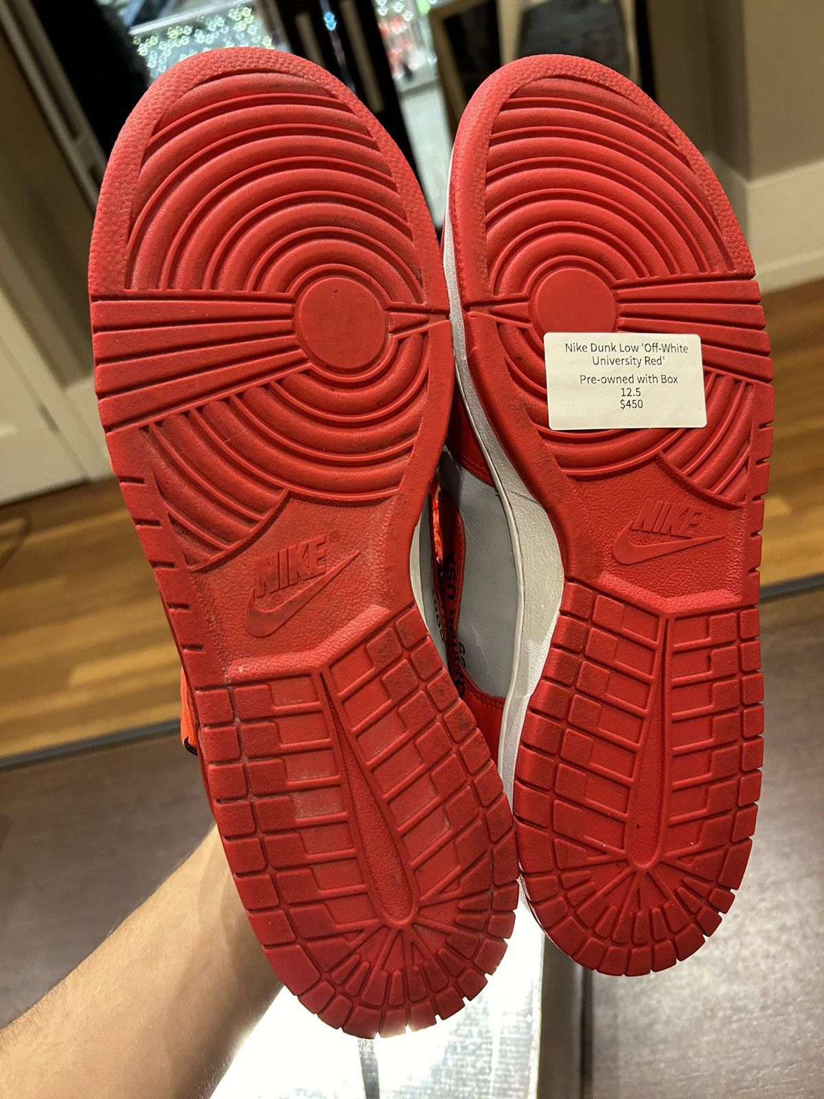 Nike × Off-White Off-White X Nike Dunk ‘University Red’ Size US 12.5 / EU 45-46 - 5 Thumbnail