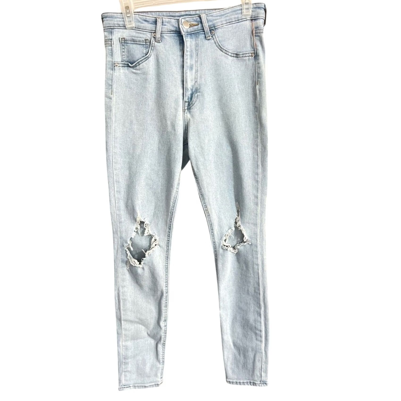 H&M H&M Ultra High Ankle Jeggings light wash distressed Size 8 Women Blue Jeans Jegging Regular 8 Womens Size 30" / US 8 / IT 44 - 2 Thumbnail
