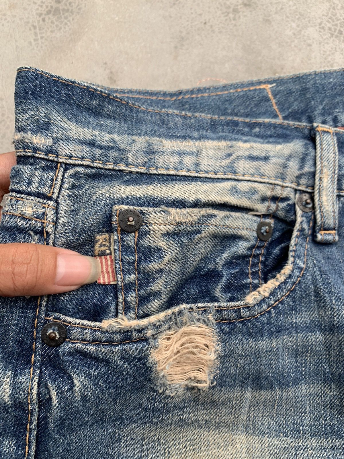 RRL Ralph Lauren ❤️‍🔥BINDING OFFER❤️‍🔥 Sick RL Spring 2011 Distressed Denim Jeans Size US 29 - 6 Thumbnail