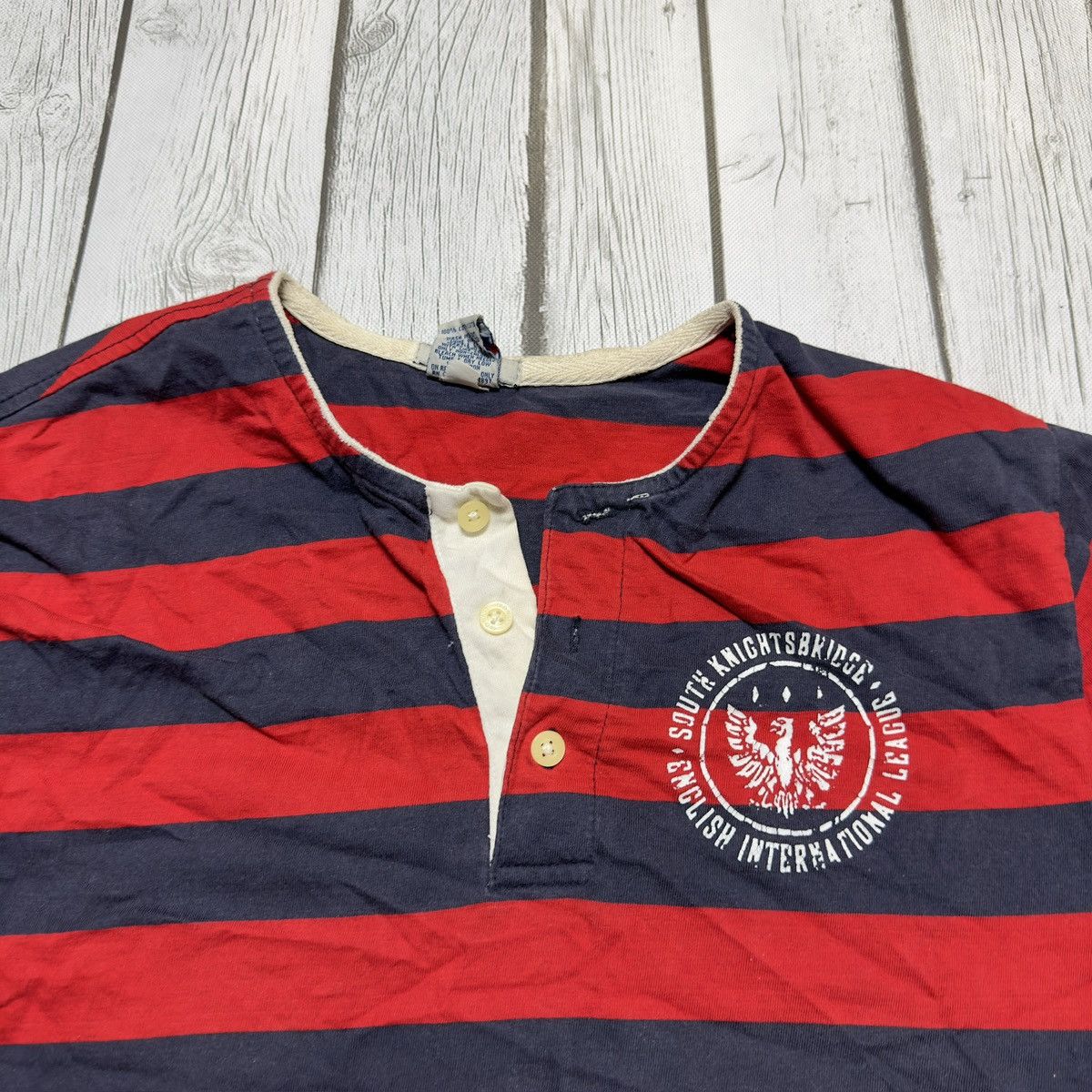 Old Navy × Vintage Vintage Old Navy striped henley tee Size US M / EU 48-50 / 2 - 3 Thumbnail