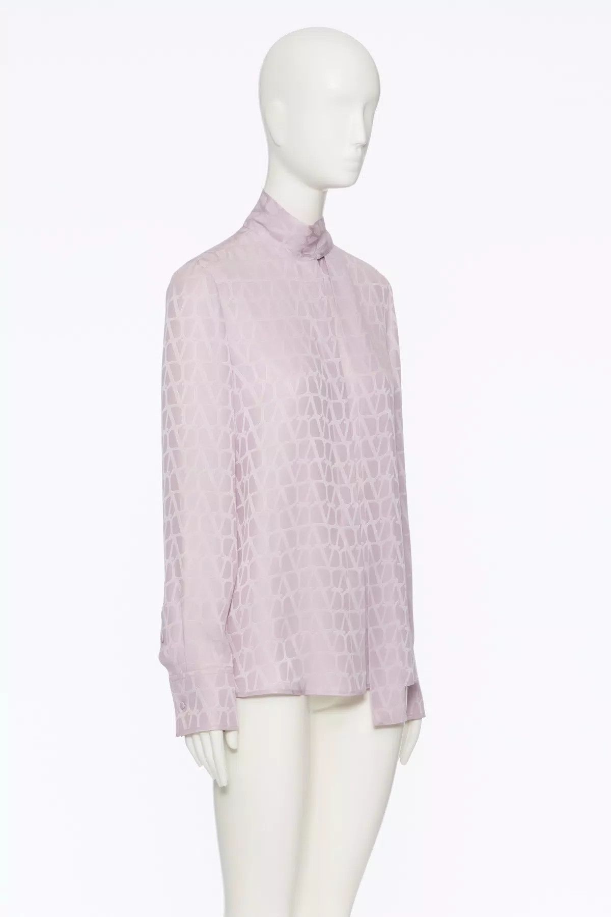 Valentino o1s1wg110426 Toile Iconographe Silk Jacquard Blouse in Pink Size M / US 6-8 / IT 42-44 - 2 Thumbnail