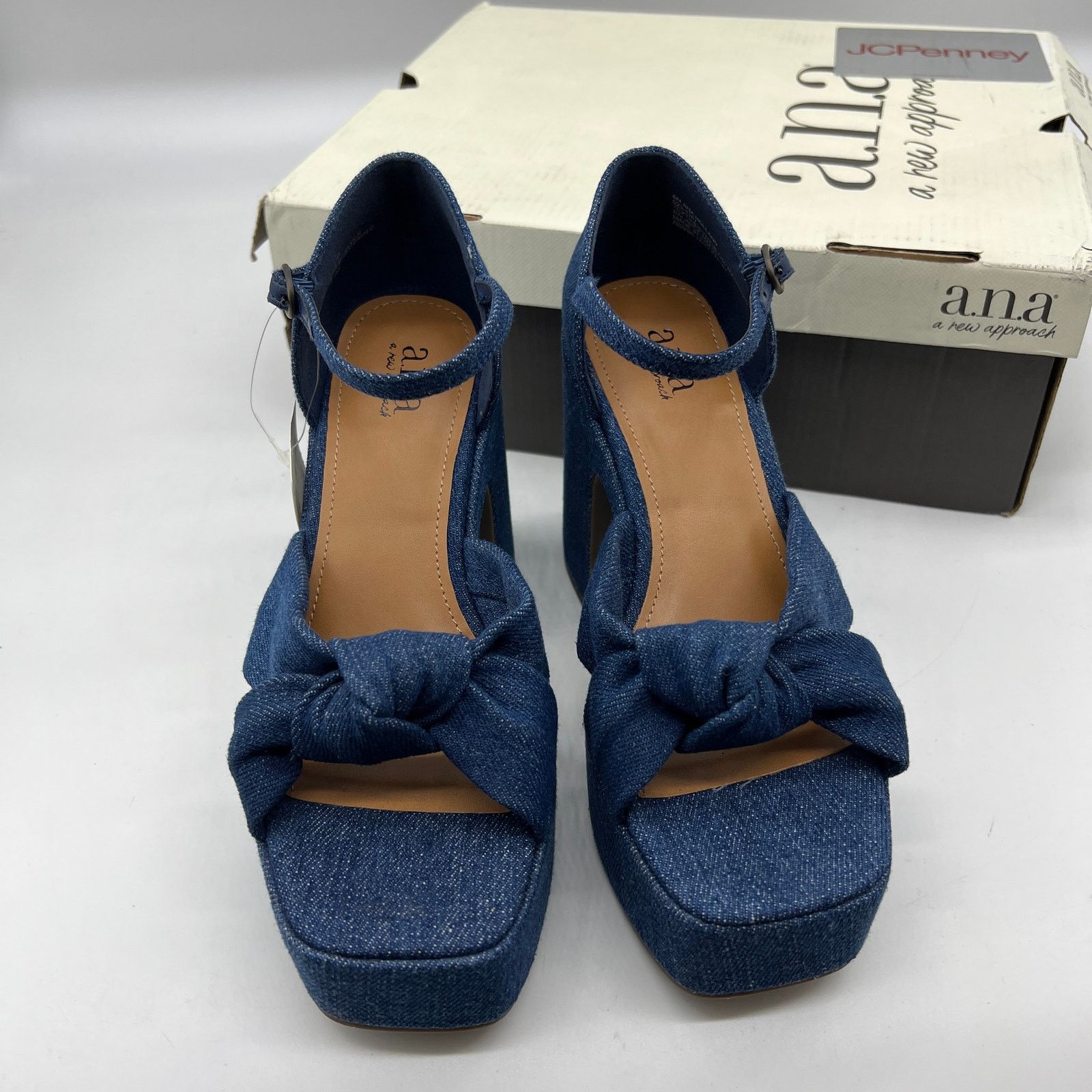 Other a.n.a Womens Holland Heeled Sandals Denim Platform Size US 6 / IT 36 - 3 Thumbnail