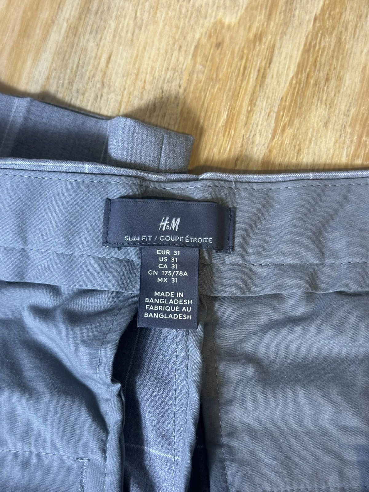 H&M Mens Striped Plaided Light Grey Dress Pants Size 31 H&M Size US 31 - 4 Thumbnail