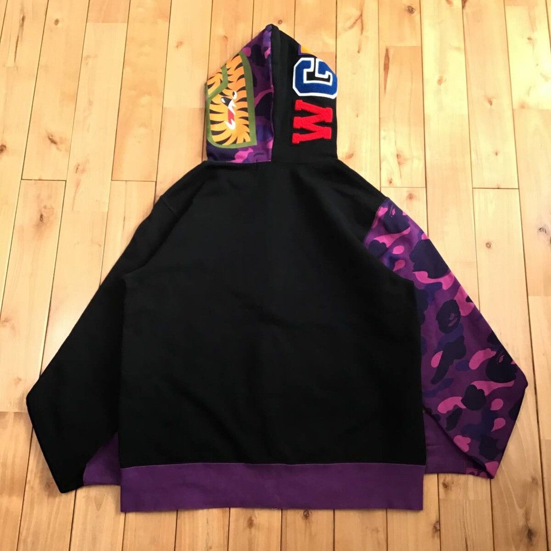 BAPE × Purple camo shark full zip hoodie a bathing ape