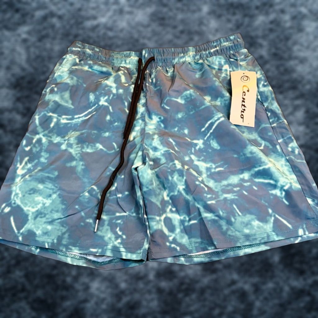 Vintage VINTAGE Centro Swim Trunks Shorts Blue Tie Dye Elastic Waist Drawstring Mens Medium NWT Size US 31 - 1 Thumbnail