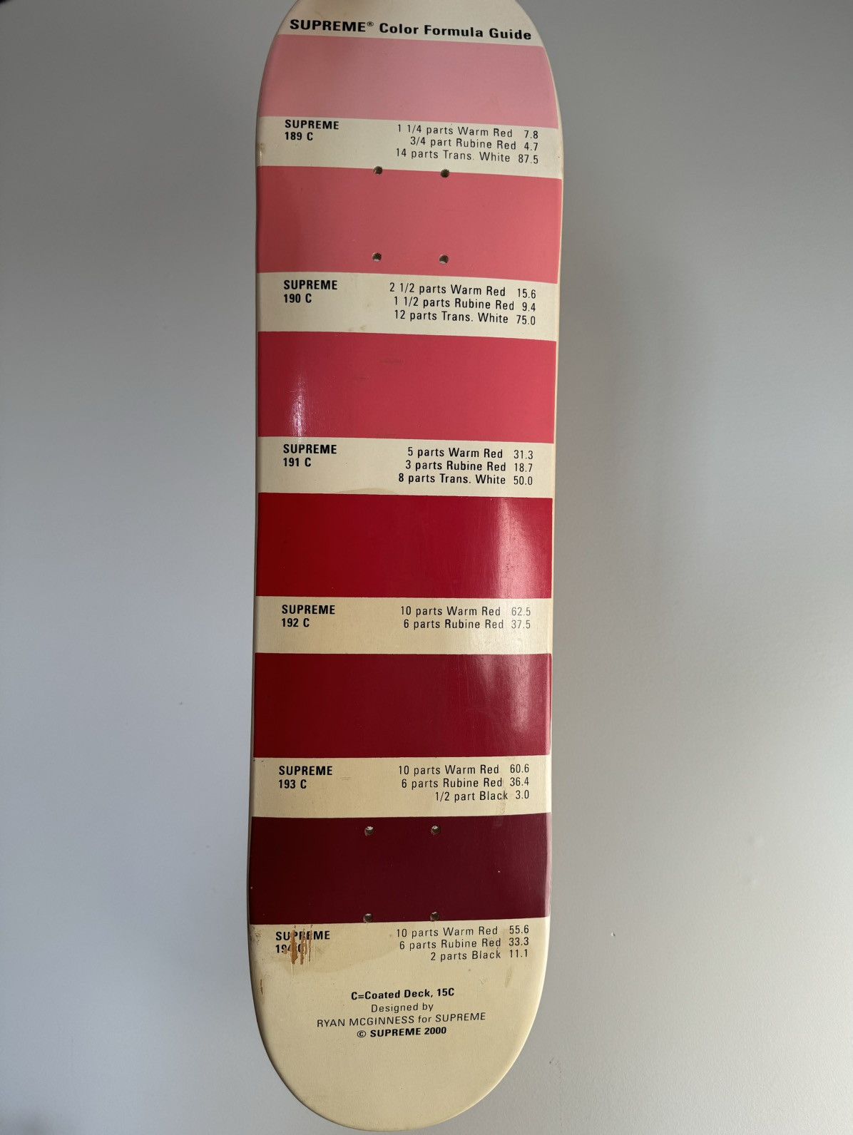 Supreme 2000 Supreme Ryan Mcginness Pantone Skateboard Deck 1/500 ...