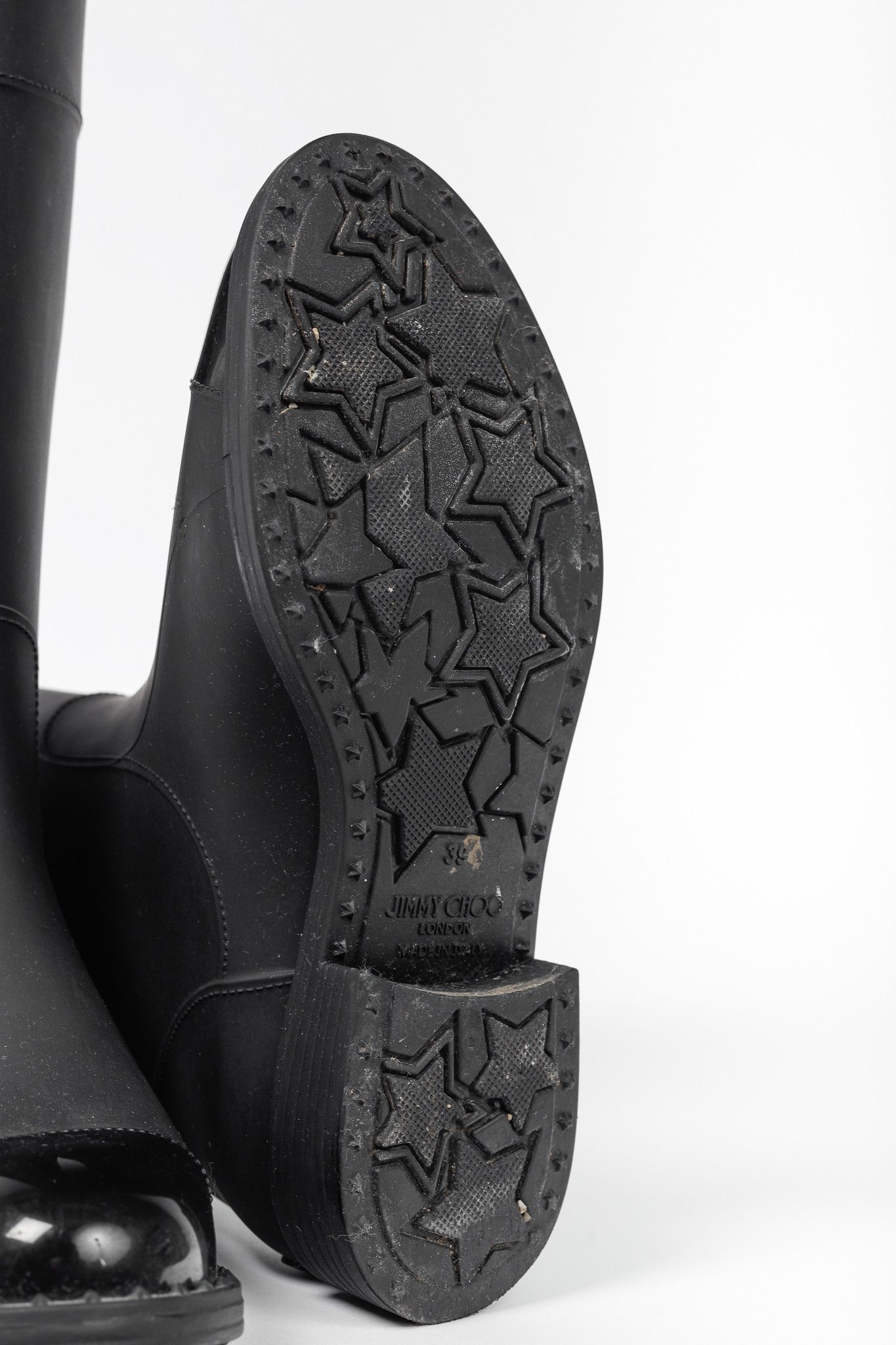 Jimmy Choo Jimmy Choo Edith Black Rubber Cap-Toe Rain Boots Size US 8.5 / IT 38.5 - 5 Thumbnail