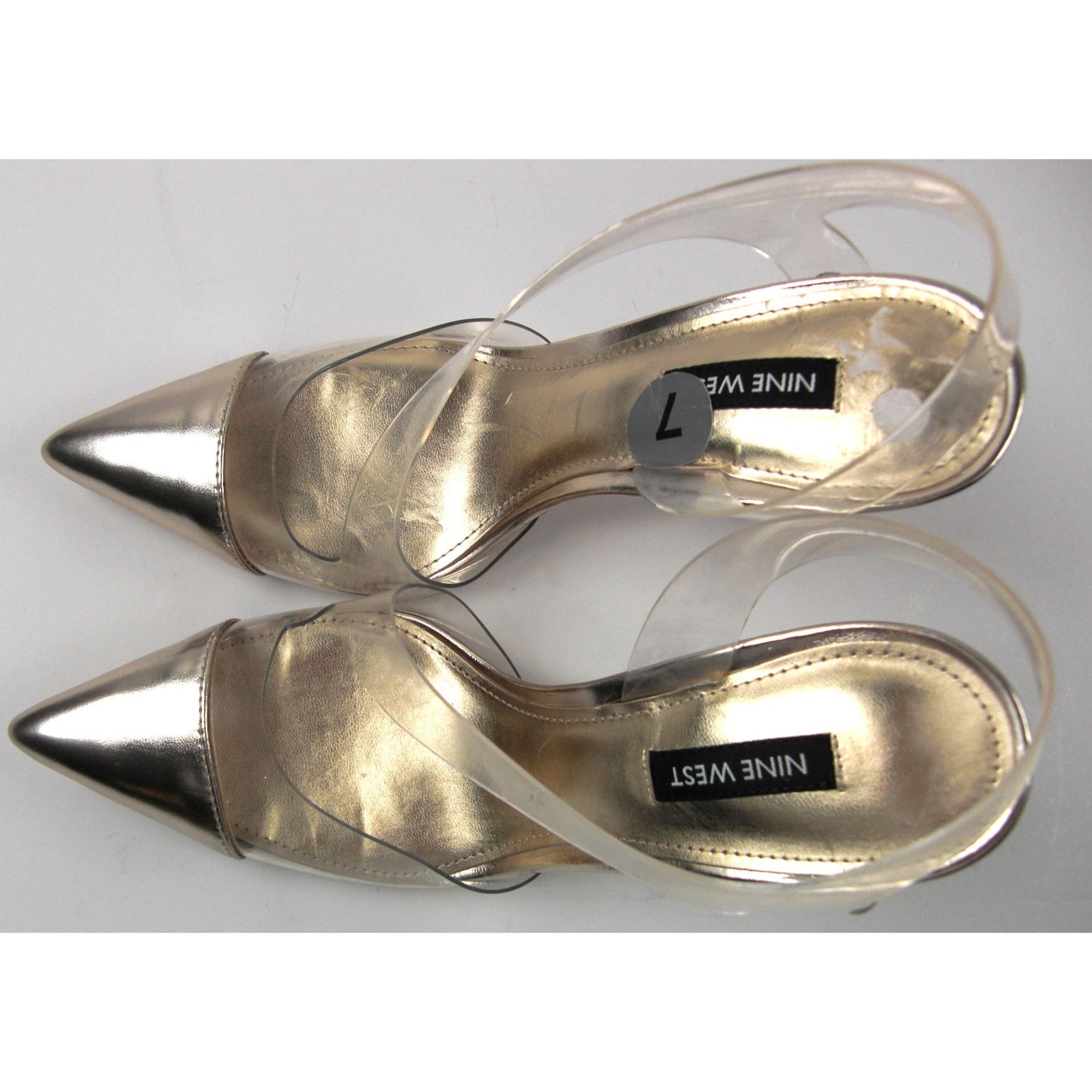 Nine West Nine West High Heel Shoes Women's 7M Gold Slingback Stiletto Size US 7 / IT 37 - 2 Thumbnail