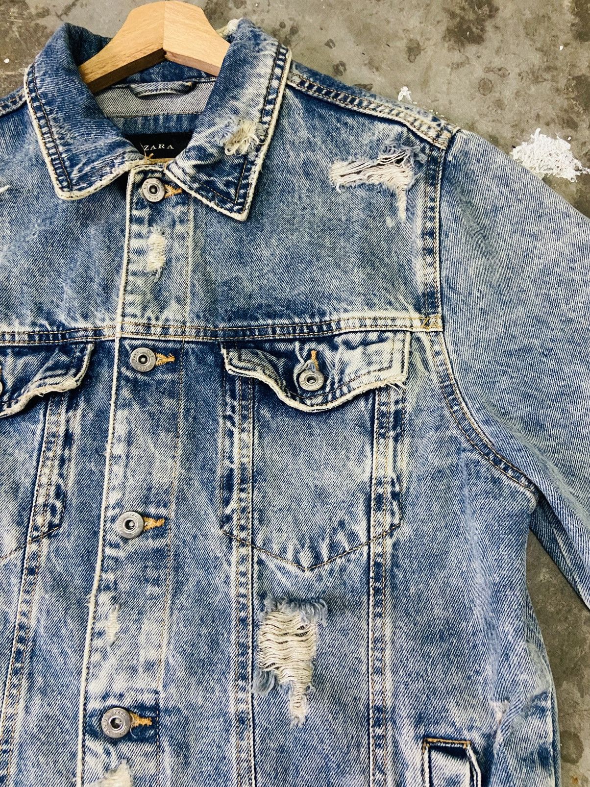 Zara Zara Motion Distressed Style Trucker Jacket Size US L / EU 52-54 / 3 - 7 Thumbnail