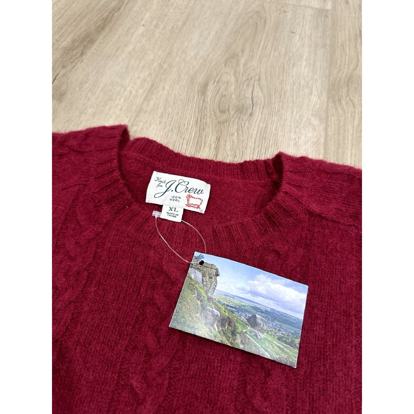 J.Crew NWT J.Crew Cable Wool Crewneck Sweater RED XL Men Catholics? Size US XL / EU 56 / 4 - 5 Thumbnail