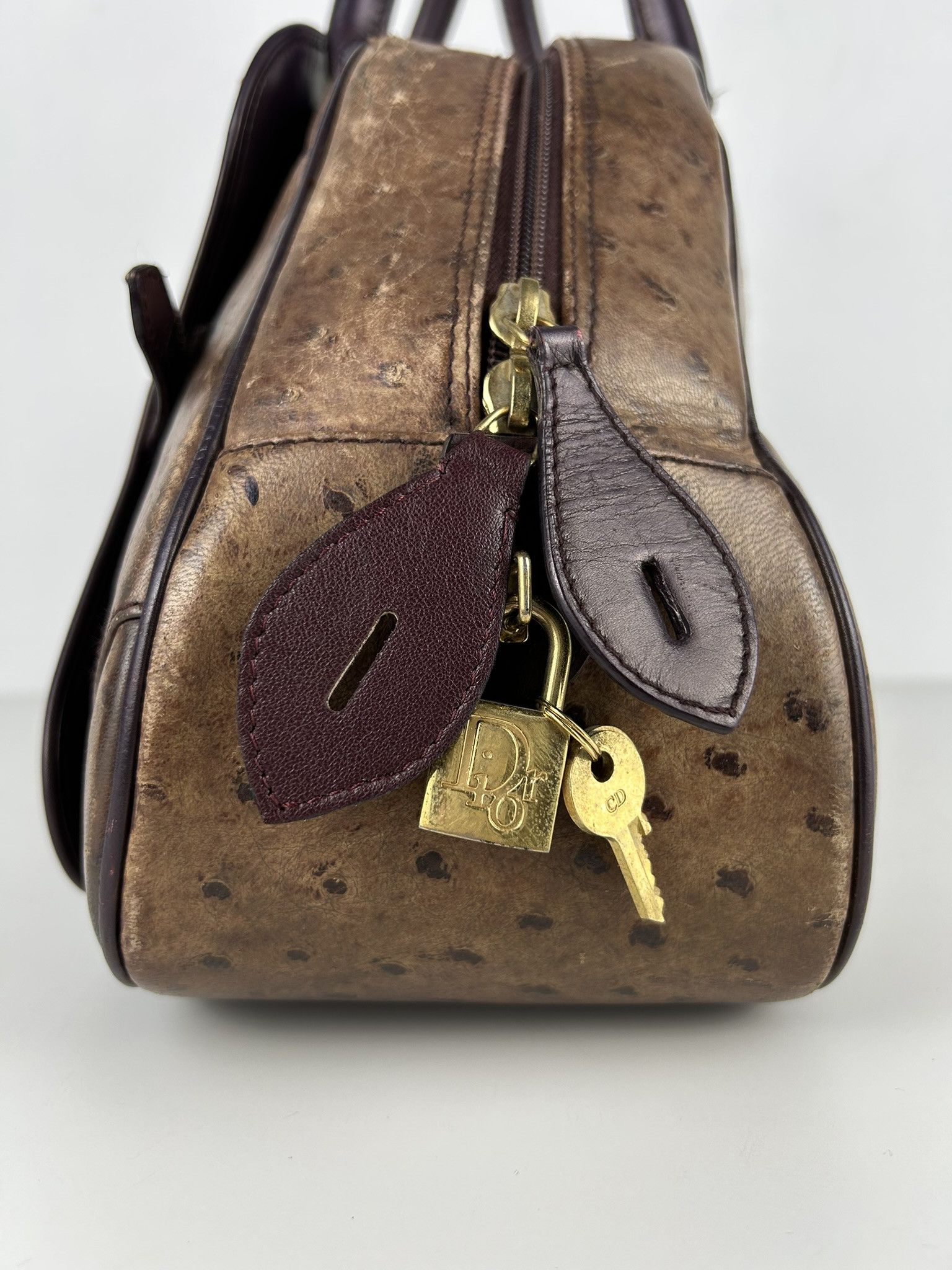 Dior 2000 Dior by John Galliano double saddle leather bowling bag Size ONE SIZE - 9 Thumbnail