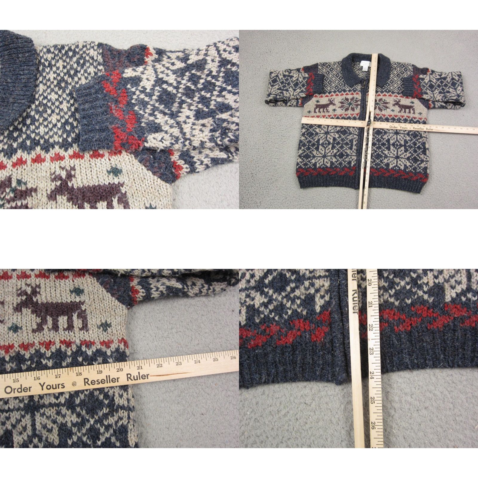 Vintage VINTAGE Christopher & Banks Cardigan Sweater Womens M Blue Fair Isle Cardigan 90s Womens Black? Size M / US 6-8 / IT 42-44 - 8 Thumbnail