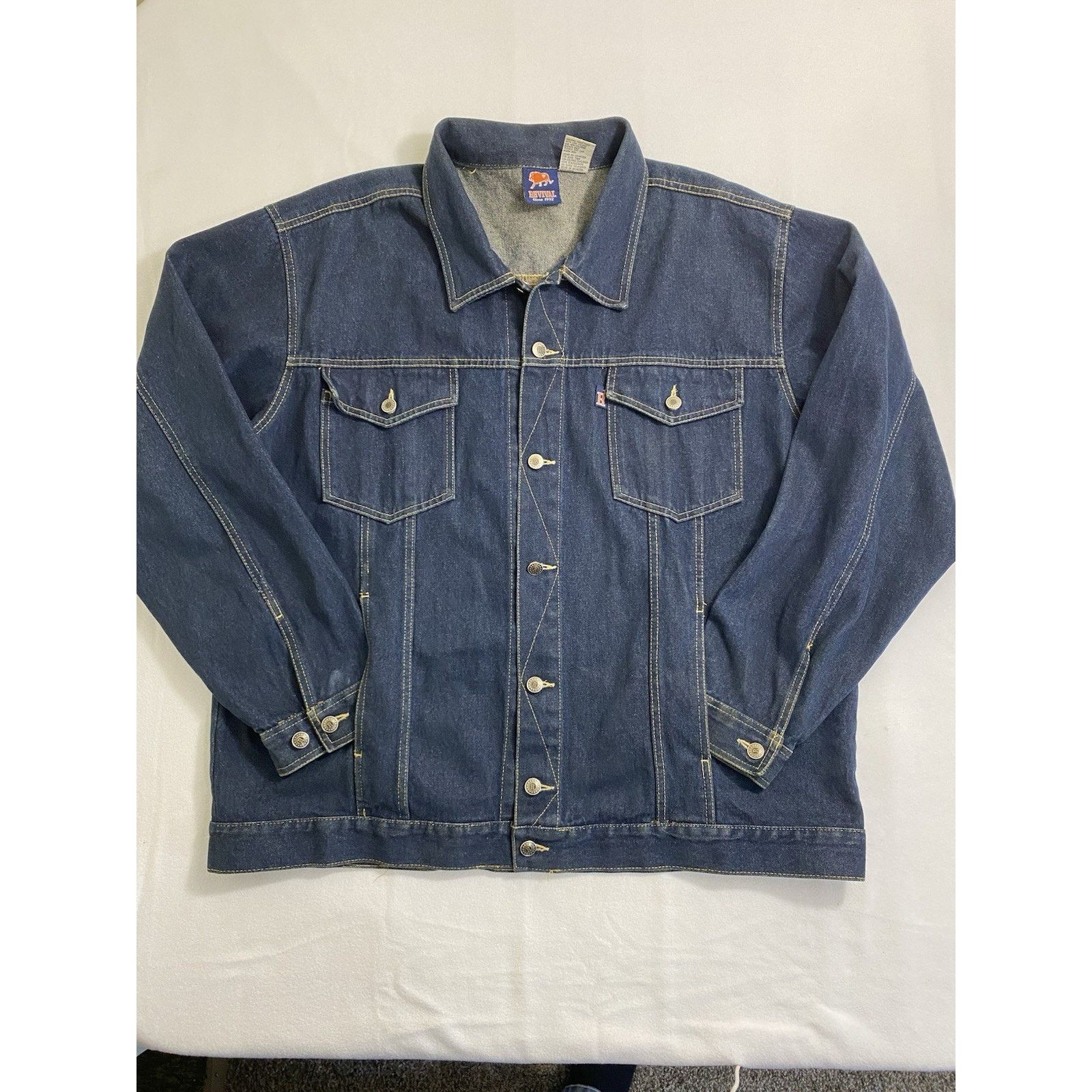 Rock Revival Vintage Revival Lion Mens XXL Dark Denim Jean Jacket 90s Size US XXL / EU 58 / 5 - 1 Thumbnail