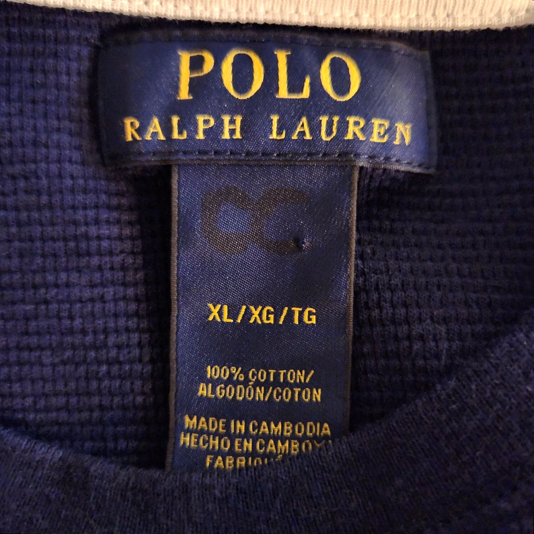 Polo Ralph Lauren Polo Ralph Lauren Waffle Knit Thermal Mens XL Blue Crew Neck Long Sleeve Shirt Size US XL / EU 56 / 4 - 8 Thumbnail