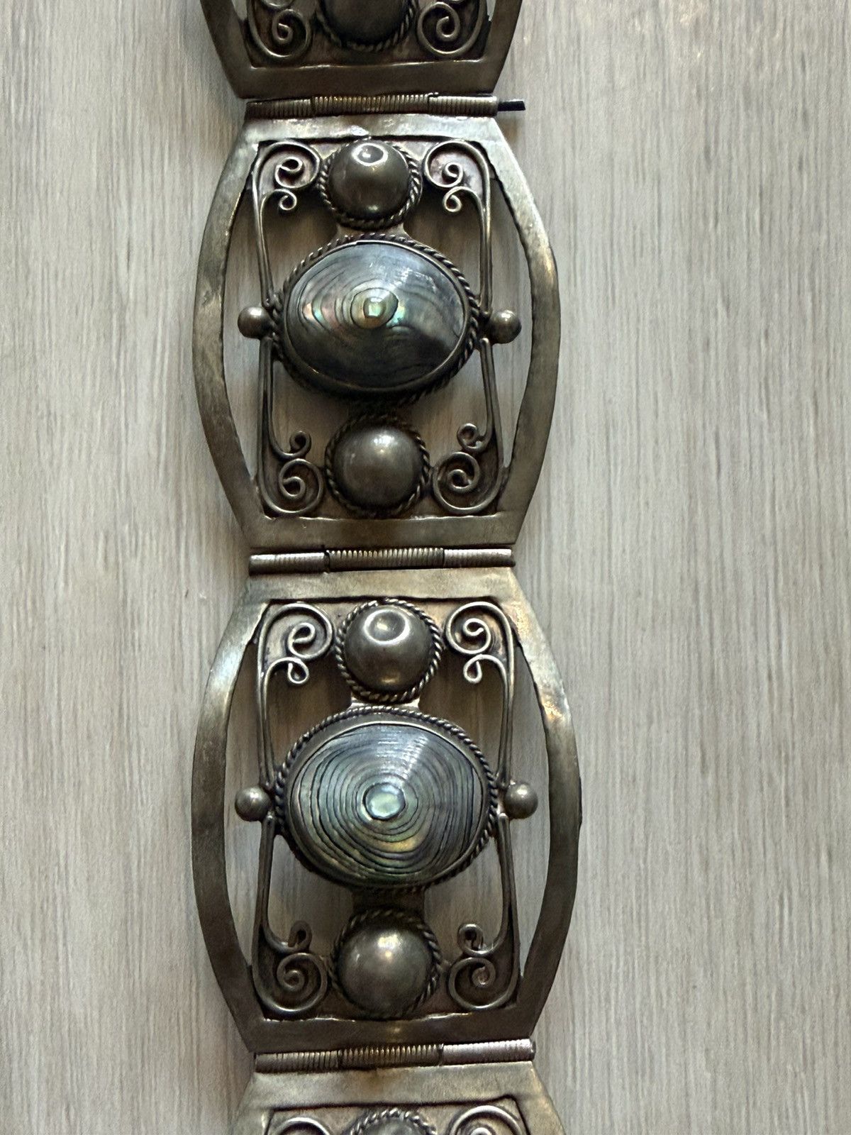 Vintage Vintage Taxco Mexico Sterling Silver Bracelet Abalone Panel Size ONE SIZE - 4 Thumbnail
