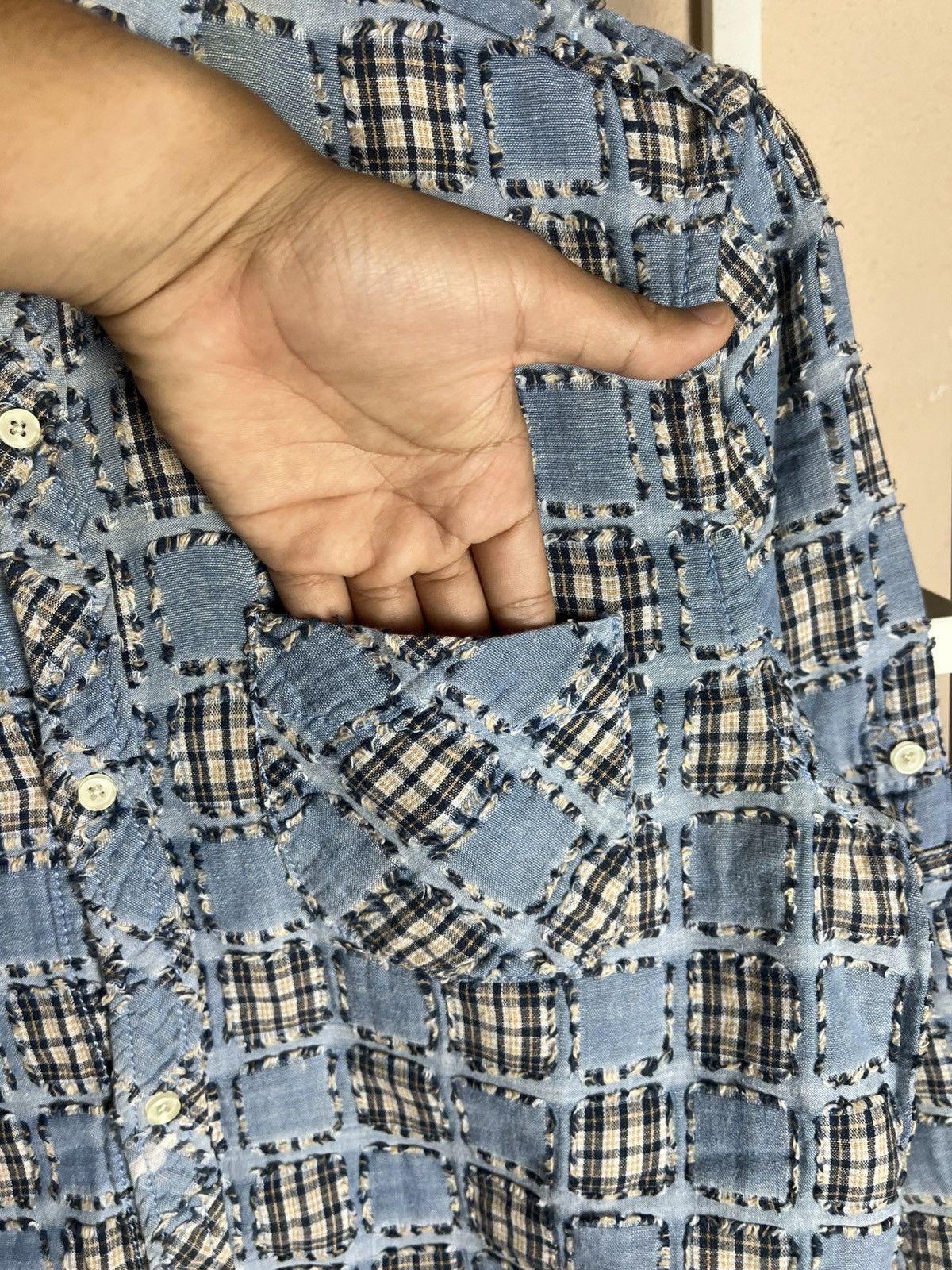Japanese Brand × Vintage Japanese Brand Button Up Shirt Patchwork Size XS / US 0-2 / IT 36-38 - 3 Thumbnail
