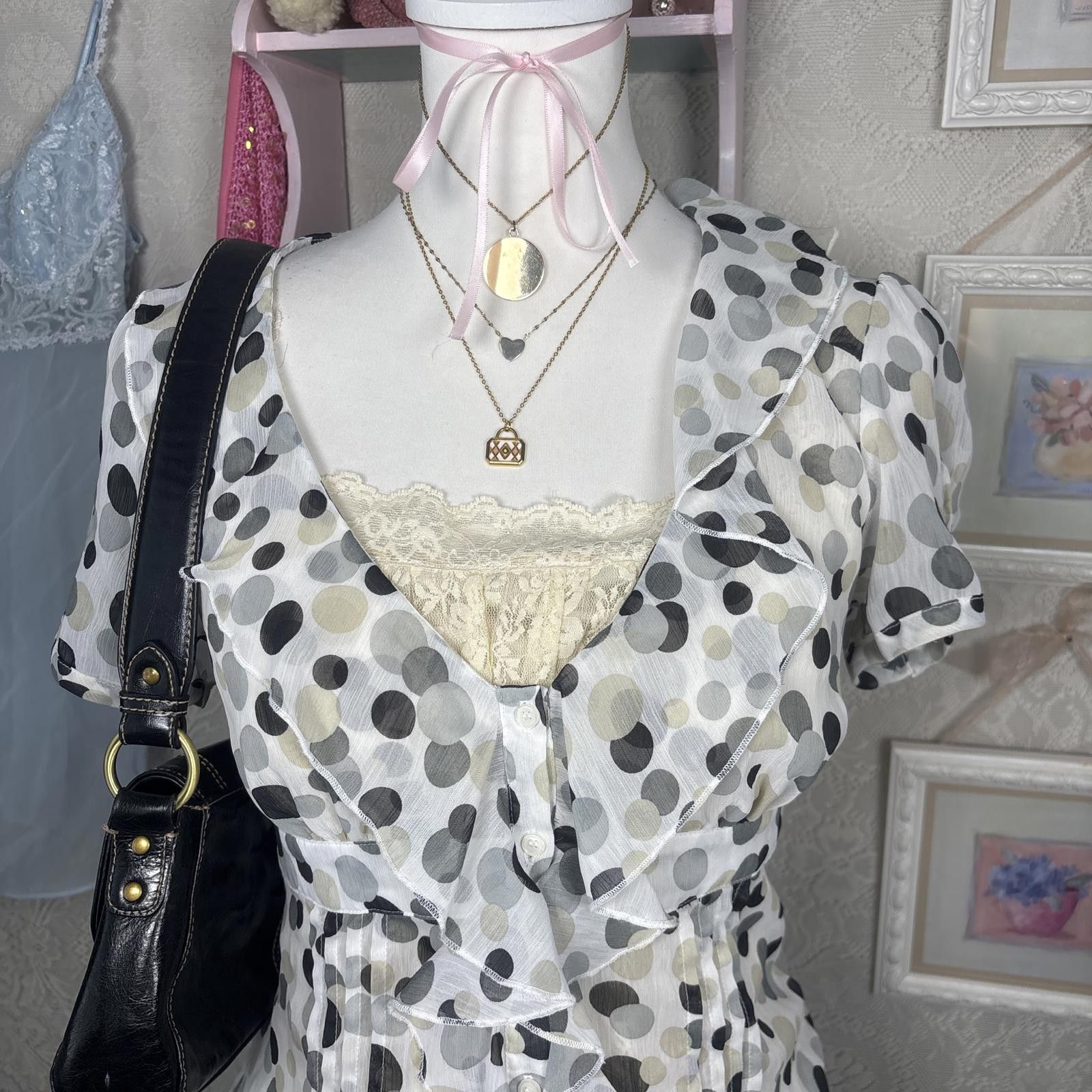 Other y2k office siren polka dot blouse Size S / US 4 / IT 40 - 3 Thumbnail