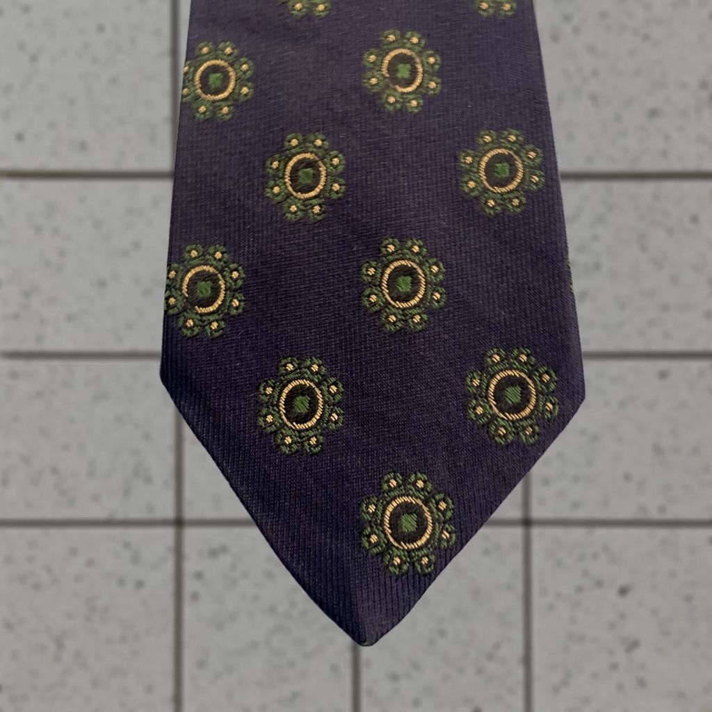 Vintage VINTAGE Reichardt's All Silk Tie Neat Woven Geometry Foulard Blue 3x55 Necktie Capsule 1940s 1950s 1960s Men Size ONE SIZE - 1 Thumbnail