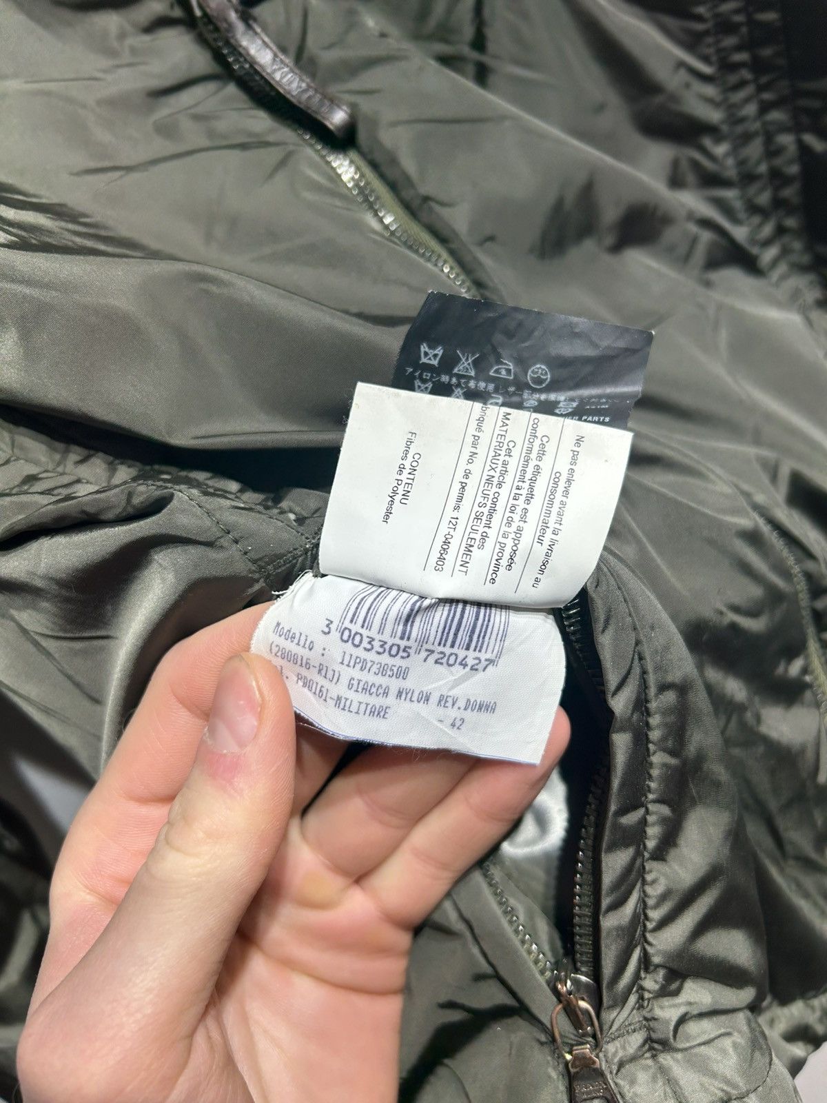 Prada Reversible Jacket Size 42 S-M Olive GREEN Brown Beige Womens Size M / US 6-8 / IT 42-44 - 16 Thumbnail