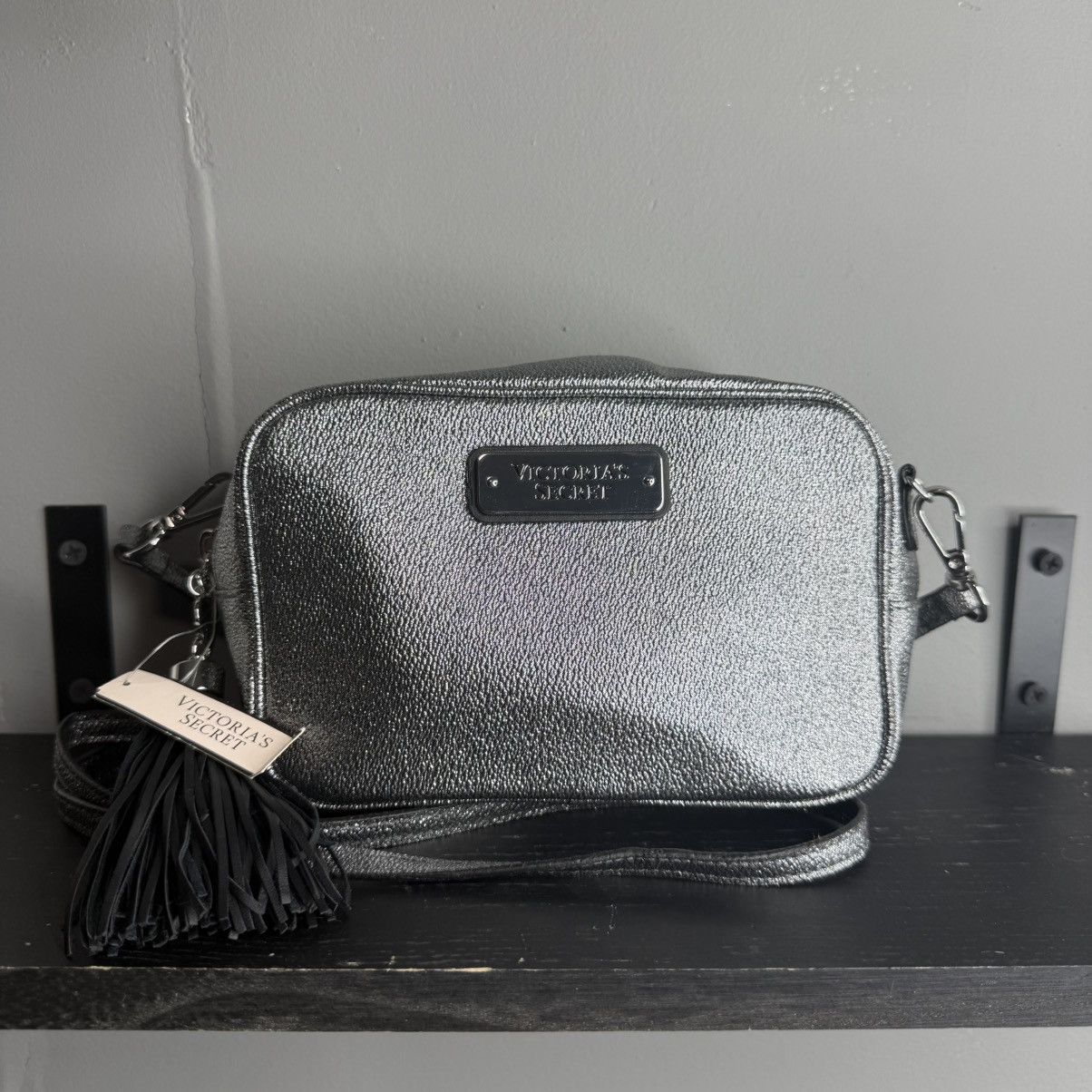 Victoria's Secret Victoria's Secret Metallic Silver Mini Crossbody with Tassel Size ONE SIZE - 1 Thumbnail