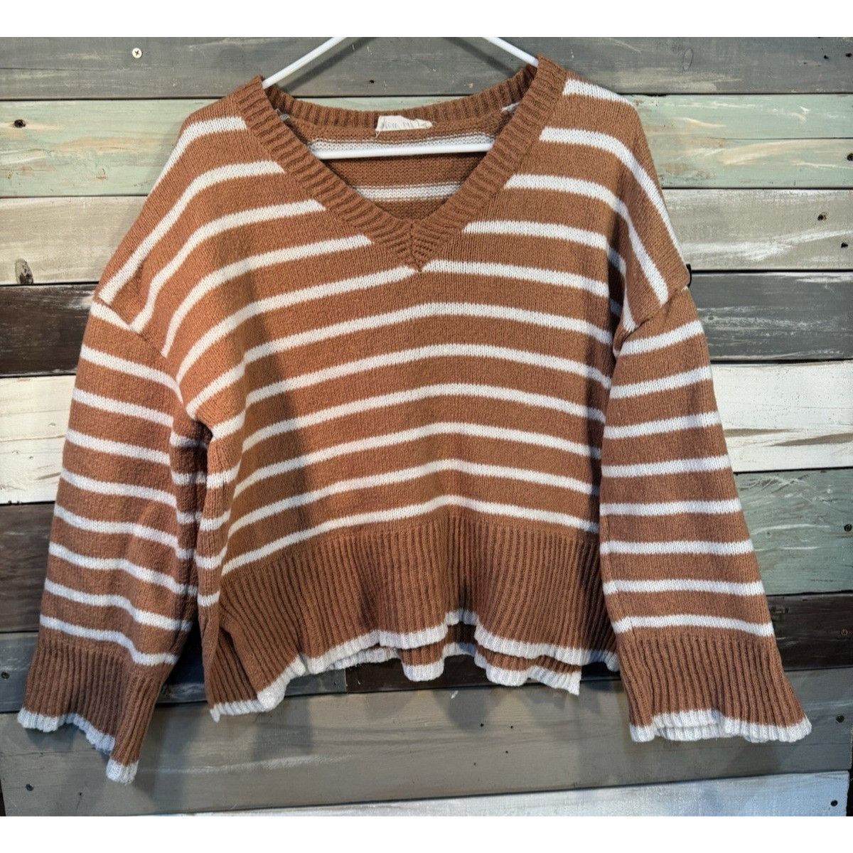 Other New In Knit Brown Stripe Sweater Oversized Women’s Medium US Size M / US 6-8 / IT 42-44 - 1 Thumbnail