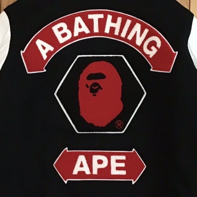 Bape × Nigo BAPE LOGO leather sleeve varsity jacket a bathing ape NIGO Size US S / EU 44-46 / 1 - 4 Thumbnail