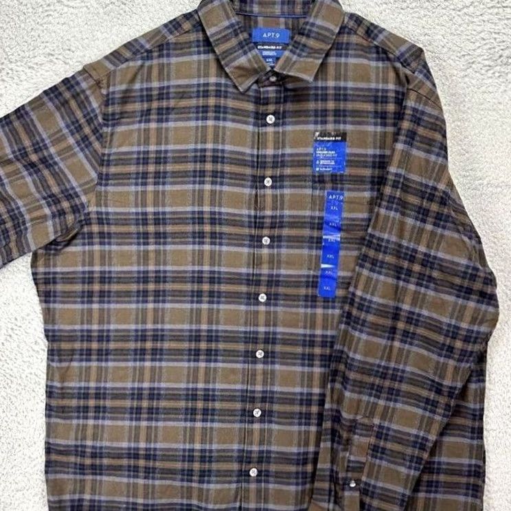 Apt. 9 Apt. 9 Shirt Men 2XL Brown Plaid Flannel Button-Up Standard Fit NEW Size US XXL / EU 58 / 5 - 3 Thumbnail