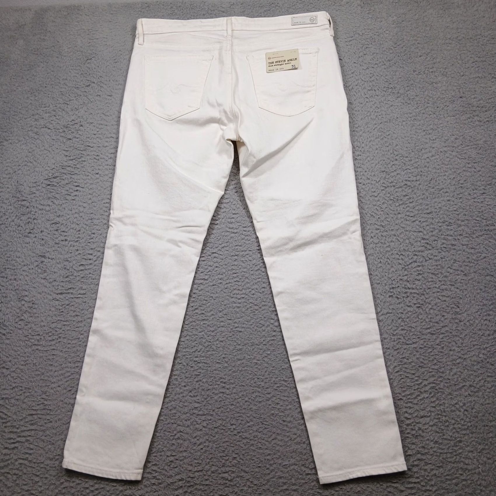 Vintage AG Adriano Goldschmied The Stevie Ankle Jeans Women's 31 White Slim Distressed Denim 28in Inseam Size 24" / US 00 / IT 34 - 3 Thumbnail