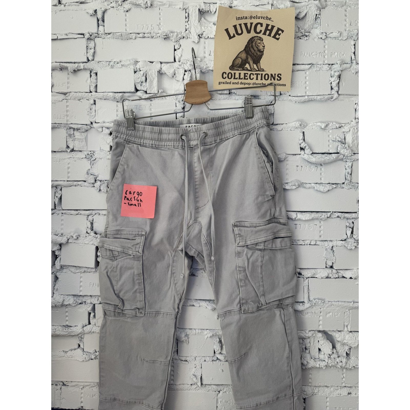 Pacsun Pacsun Cargo Pants Gray Elastic Waist Drawstring Hem Size US 29 - 1 Thumbnail