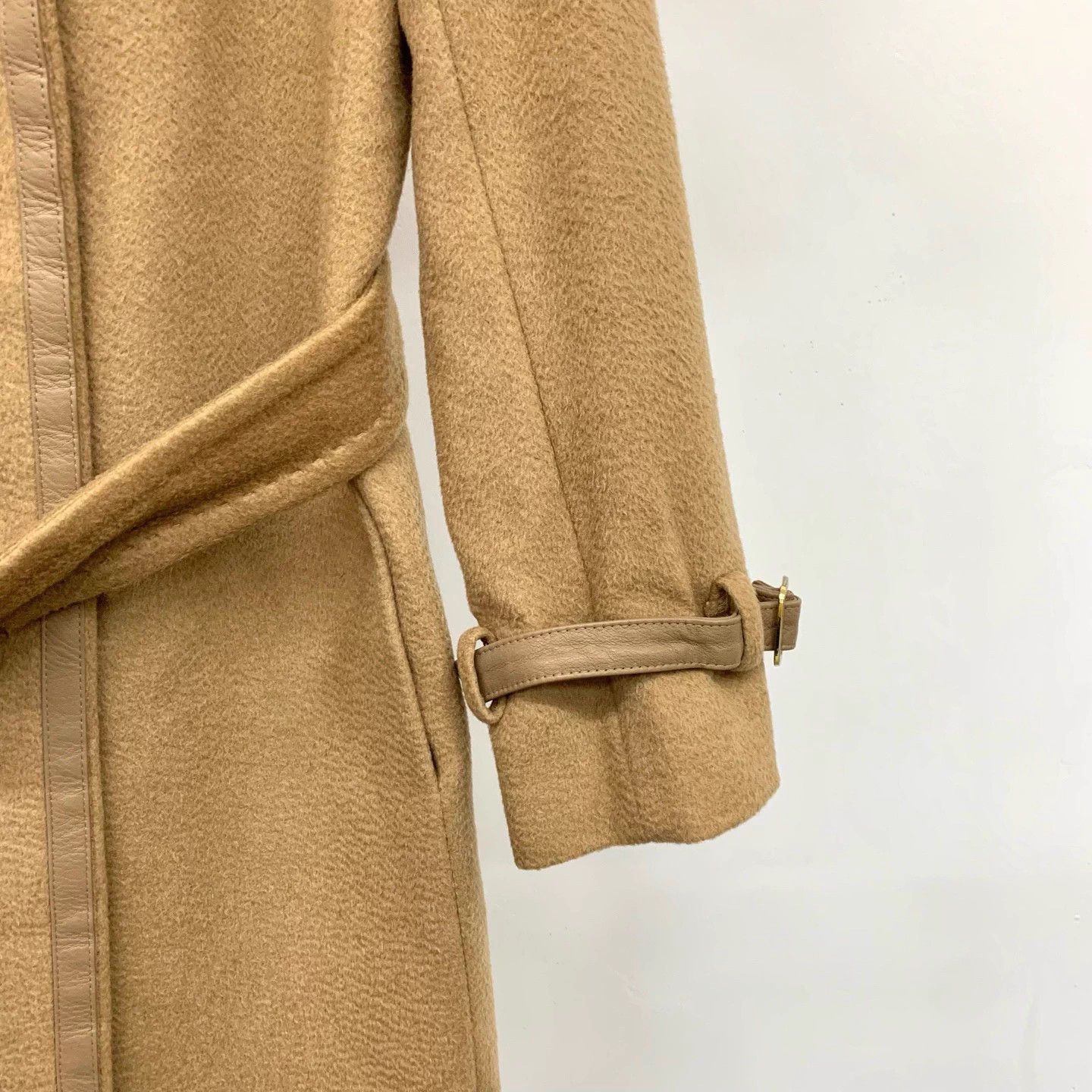 Max Mara MaxMara Main Line Camel Collar Tie Midi Coat 38 Size S / US 4 / IT 40 - 6 Thumbnail