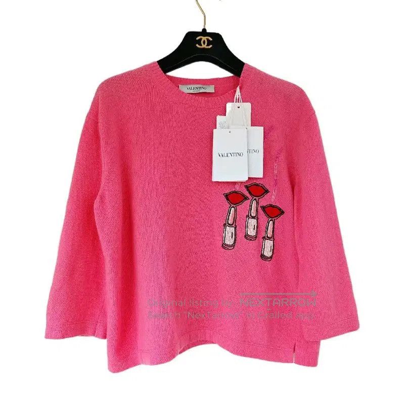 Valentino Valentino Pink Cashmere Embroidered Sweater . Size XS / US 0-2 / IT 36-38 - 1 Thumbnail