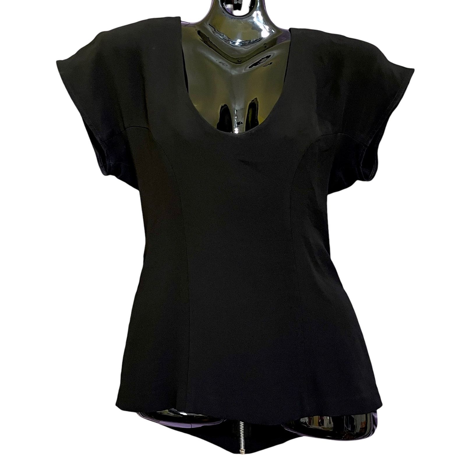 Other Vena Cava Black Scoop Neck Zip Back High-Low Fitted Top Size S / US 4 / IT 40 - 1 Thumbnail