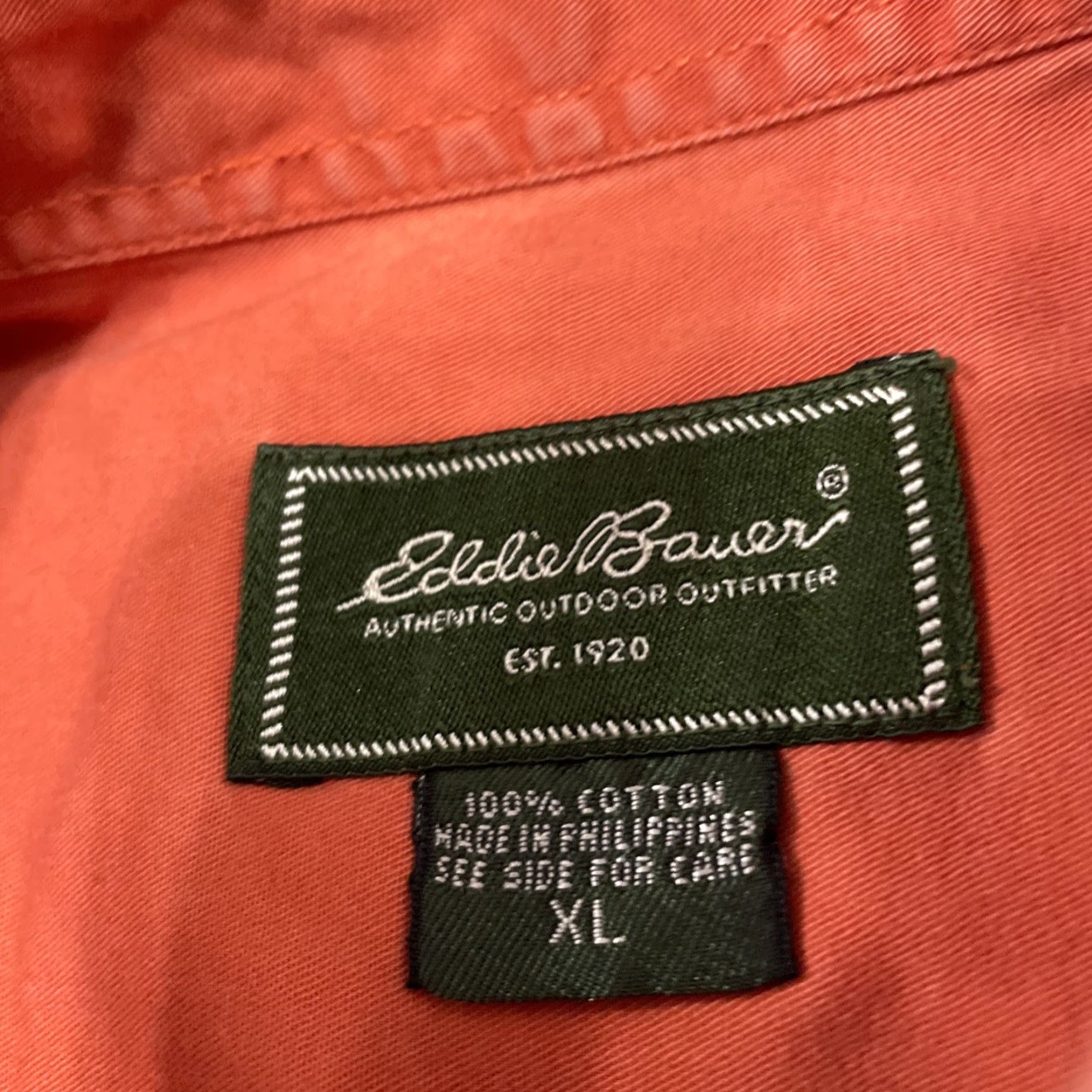 Eddie Bauer VINTAGE Eddie Bauer Button-Up Camp Shirt Men XL Orange Twill Oxford Retro 80s Classic Button-Down Collared Short Sleeve Mens Button-Up Shirt Size US XL / EU 56 / 4 - 7 Thumbnail