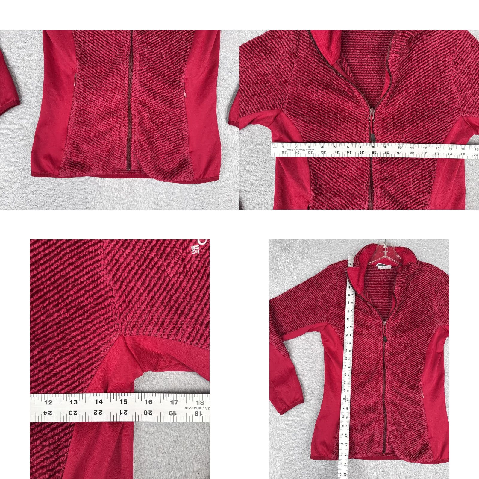 Vintage Columbia Jacket Womens M Red Textured Fleece Full Zip Mock Neck Outdoor Size M / US 6-8 / IT 42-44 - 8 Thumbnail