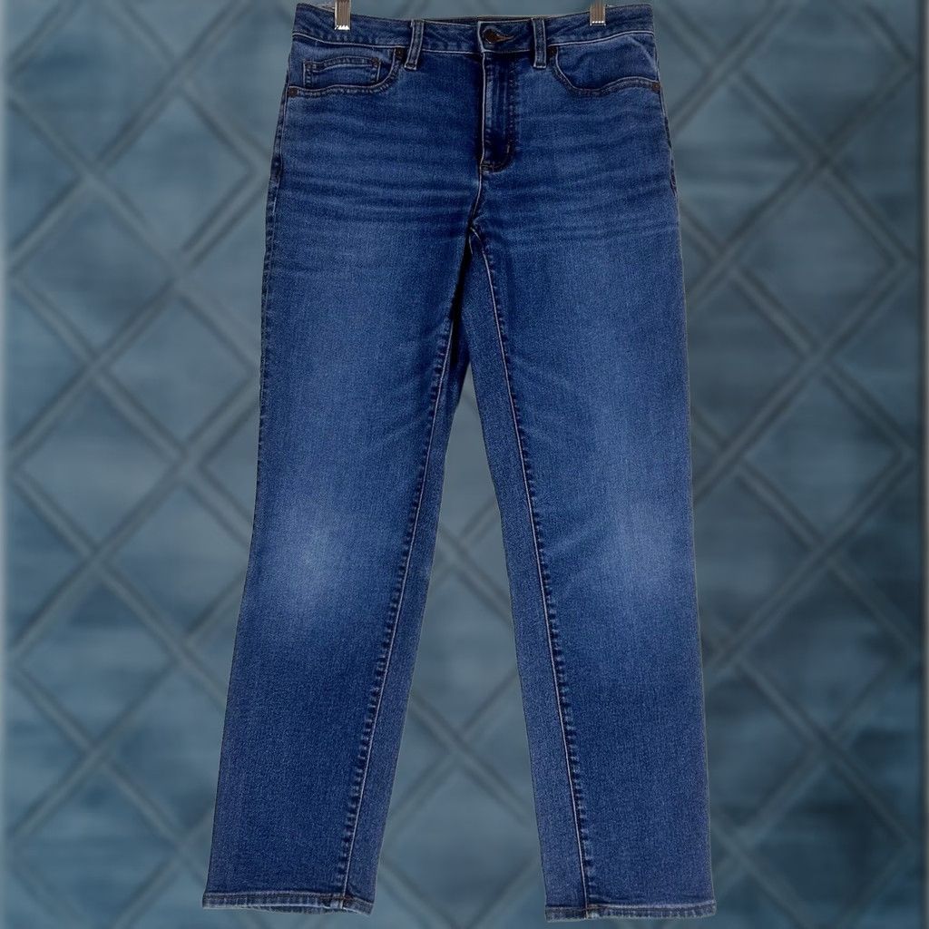 Lands' End Lands' End Mid Rise Curvy Skinny Jeans Womens Size 6 Medium Wash Denim Blue Jeans Size 28" / US 6 / IT 42 - 1 Thumbnail